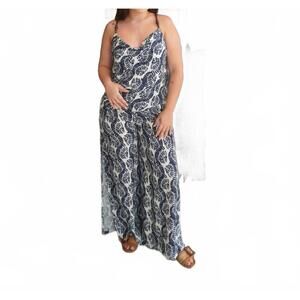 NEW ESCAPADA hunter wide leg pants in navy spiral shell